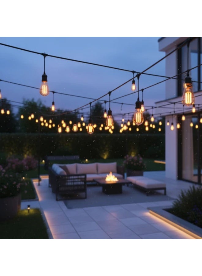 سلك هولدر عقد طول 50 متر اسود نزول 15 سم و 1 لمبة لكل متر مجموع 50 لمبات E27 المطور (إمكانية توصيل عدة عقود ببعضها) - Image 5